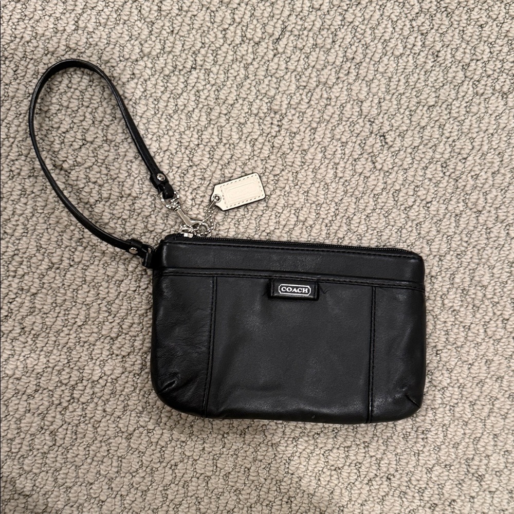 Coach Black Leather Wristlet